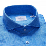 Blue Solid Linen Zephyr Washed Shirt
