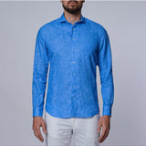 Blue Solid Linen Zephyr Washed Shirt