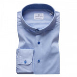 Blue Solid Long Sleeve Stretch Jersey