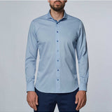 Blue Solid Long Sleeve Stretch Jersey