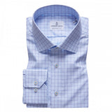 Blue & White check Twill Luxury Sport Shirt
