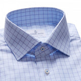 Blue & White check Twill Luxury Sport Shirt