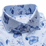 Blue & White Floral Modern 4Flex Stretch Knit Shirt