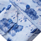 Blue & White Floral Modern 4Flex Stretch Knit Shirt