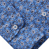 Blue & White Floral Summer Textured Crinkle Hybrid Shirt