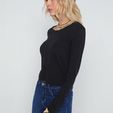 Benny Long Sleeves Crop Crew Neck Top