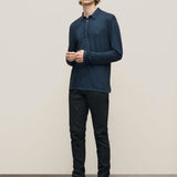 Marty Long Sleeve Burnout Polo with Peace Sign