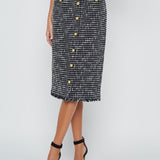 Tai Snap Front Midi Skirt