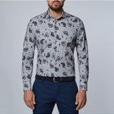 Grey & Black Floral Modern 4Flex Stretch Knit Shirt