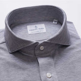 Grey Melange Solid Short Sleeve Stretch Pique Polo