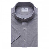 Grey Melange Solid Short Sleeve Stretch Pique Polo