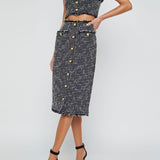 Tai Snap Front Midi Skirt