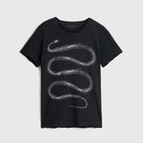 Short Sleeve Raw Edge Tee- Snake Bones