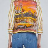 Fawn Scarf Back 3/4 Sleeves Blouse