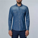 Navy Solid Lightweight Denim Lino Shirt