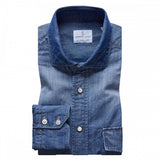 Navy Solid Lightweight Denim Lino Shirt