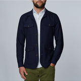 Navy Solid Textured Twill Overshirt