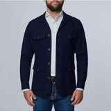 Navy Solid Twill Dobby Overshirt