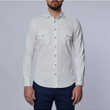 Off-White Solid Twill Satine Denim Shirt