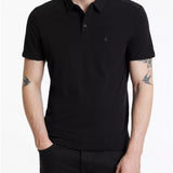 Short Sleeve Slub Cotton Polo with Peace Sign Embroidery