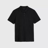 Short Sleeve Slub Cotton Polo with Peace Sign Embroidery