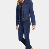 Stretch Frayed Hem Denim Jacket