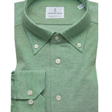 Green Solid Long Sleeve Stretch Pique Knit Shirt