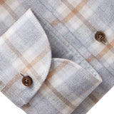 Brushed Cotton Shirt with Solid Contrast Inside Collar Stand