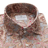 Grey Red Paisley Modern 4Flex Stretch Knit Shirt