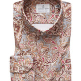 Grey Red Paisley Modern 4Flex Stretch Knit Shirt
