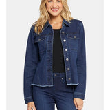 Stretch Frayed Hem Denim Jacket
