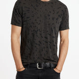 Short Sleeve Printed Leopard Burnout Crew