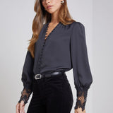 Ava Lace Cuff Blouse