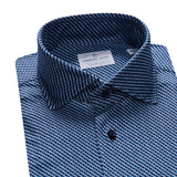 Dark Blue Micro Pattern Modern 4Flex Stretch Knit Shirt