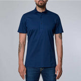 Warm Navy Solid Short Sleeve Stretch Pique Polo