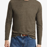 Long Sleeve Crew in Plaited Melange Jersey