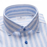 White & Blue Striped Modern 4Flex Stretch Knit Shirt