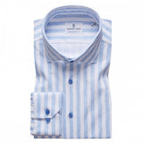 White & Blue Striped Modern 4Flex Stretch Knit Shirt