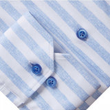 White & Blue Striped Modern 4Flex Stretch Knit Shirt