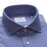 White & Dark Blue Micro Pattern Modern 4Flex Stretch Knit Shirt