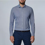 White & Dark Blue Micro Pattern Modern 4Flex Stretch Knit Shirt
