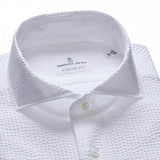 White Solid Summer Textured Crinkle Hybrid Shirt