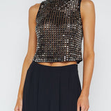 Yun Crystal Mock Neck Tank