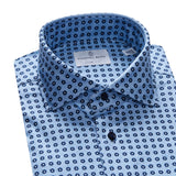 Circle Pattern Medium Blue Modern 4Flex Stretch Knit Shirt