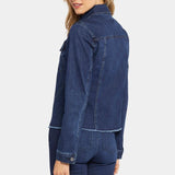 Stretch Frayed Hem Denim Jacket