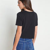 Donna Short Sleeve Crop Crew Neck Tee